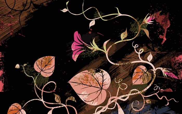 葉，花，抽象的圖片 桌布 圖片