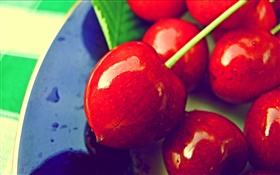 紅櫻桃特寫，新鮮水果 高清桌布