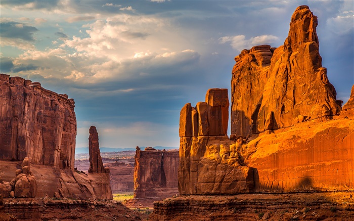 沙漠，石頭，峽谷，高山 桌布 圖片
