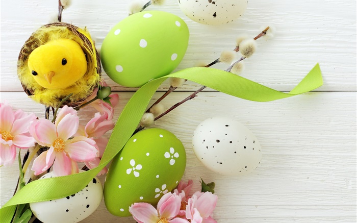 復活節，節日裝飾，蛋，柳條，鮮花，春天 桌布 圖片