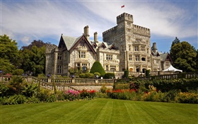 海特利古堡，加拿大，房子，公園，花卉，草坪 高清桌布