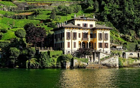 意大利科莫湖，房子，別墅，依山而建