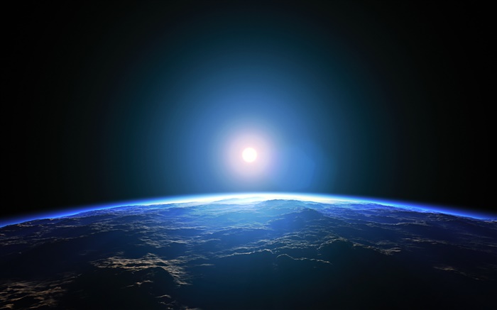 行星，空間，光，藍色 桌布 圖片