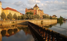 布拉格，捷克共和國，宮殿，河流，房屋 高清桌布