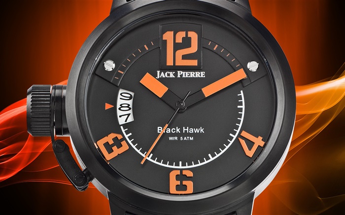 傑克·皮埃爾，手錶，橙色和黑色 桌布 圖片
