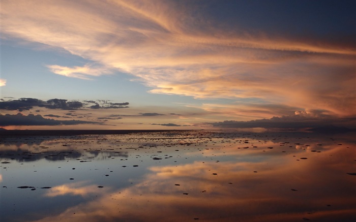 日落，黃昏，烏尤尼鹽湖 桌布 圖片