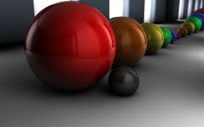 3D球，不同的顏色 桌布 圖片
