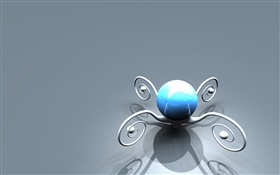 3D花，藍色球
