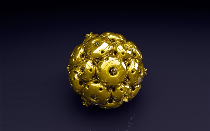 3D黃金球，黑色的背景 桌布 圖片