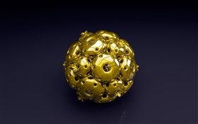 3D黃金球，黑色的背景 高清桌布
