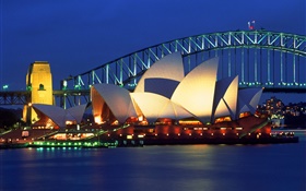 澳大利亞，美麗的夜晚在悉尼 高清桌布