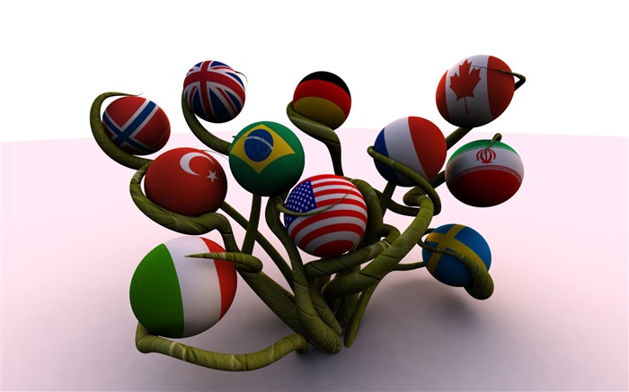 球形標誌，樹，3D創意 桌布 圖片
