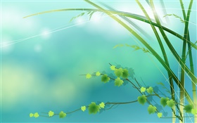 竹，綠色，葉子，春天，矢量圖片 高清桌布