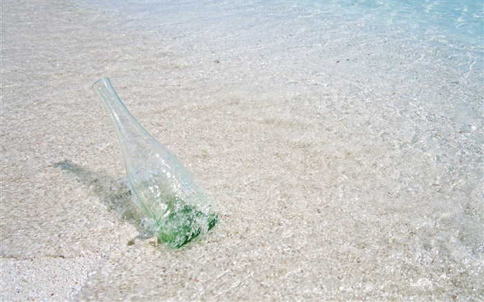 海灘，海，水，玻璃瓶，馬爾代夫 桌布 圖片