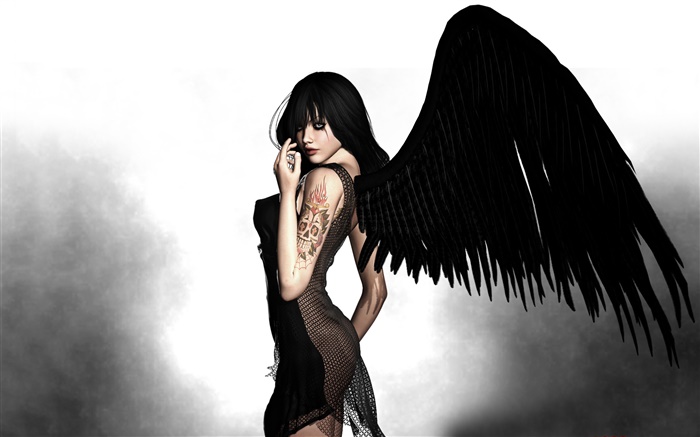 黑天使，翅膀，夢幻女孩 桌布 圖片