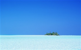 藍色海，島，天空，馬爾代夫 高清桌布