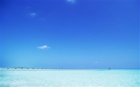 藍色的大海，碼頭，馬爾代夫 高清桌布