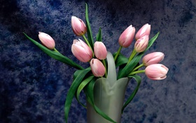 花束，粉紅色的鬱金香花 高清桌布