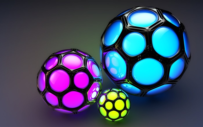 細胞彩球，像足球，3D畫面 桌布 圖片