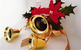 聖誕節，金色鈴鐺 高清桌布