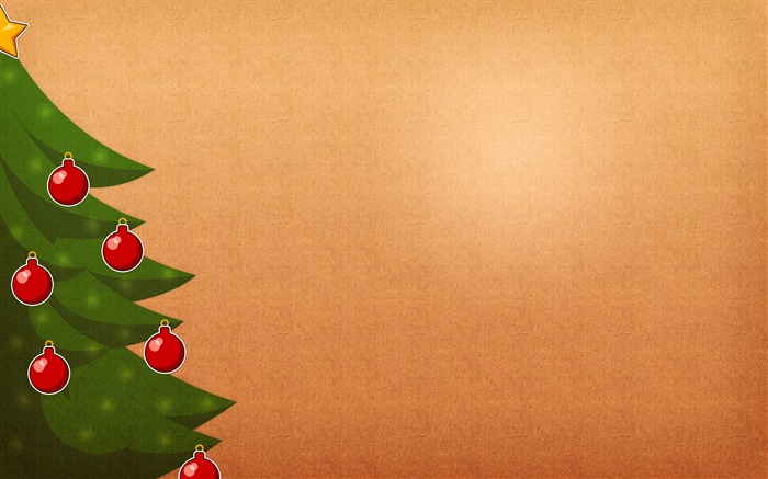 聖誕樹，紅球，橙色背景 桌布 圖片