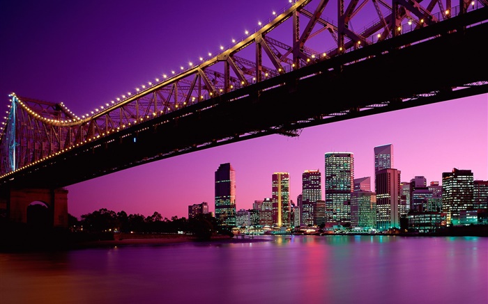 城市，橋樑，建築，燈，澳大利亞 桌布 圖片