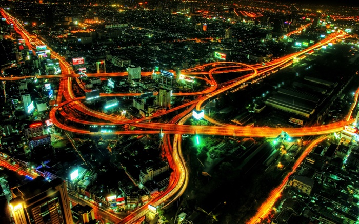 市交通，線條燈，美麗的夜晚 桌布 圖片