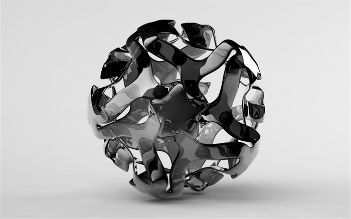 創意3D球，白色和黑色 桌布 圖片