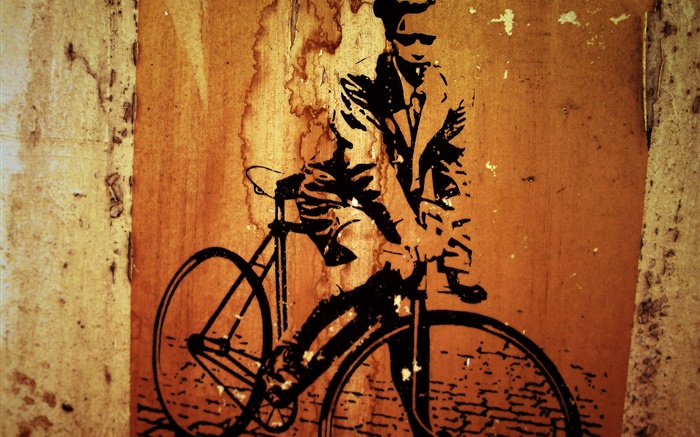 創意繪畫，自行車，牆 桌布 圖片