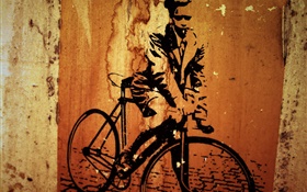 創意繪畫，自行車，牆 高清桌布