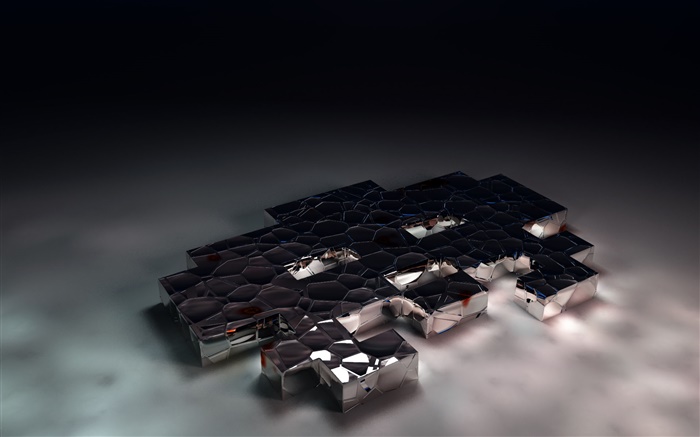 方塊屋，三維圖像 桌布 圖片