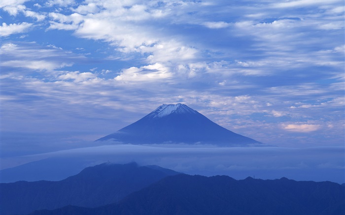 黎明，藍色風格，雲，富士山，日本 桌布 圖片