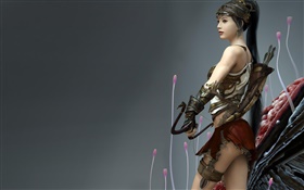 幻想亞洲女孩，戰士，弓 高清桌布