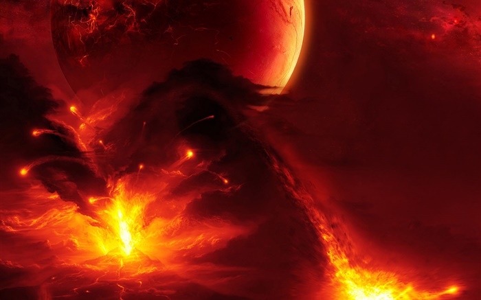 火熱的星球，火焰噴發 桌布 圖片