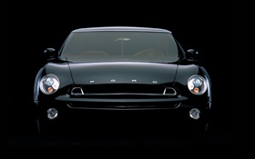 福特黑色轎車前視圖，黑色的背景 高清桌布