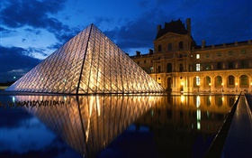 玻璃金字塔，法國，盧浮宮 高清桌布