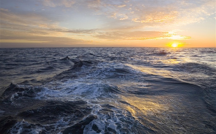 金色的日出，雲海，海，大西洋，福克蘭群島 桌布 圖片