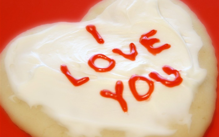 我愛你，奶油蛋糕 桌布 圖片