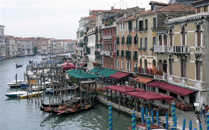 意大利，威尼斯，船，河流，房屋 桌布 圖片