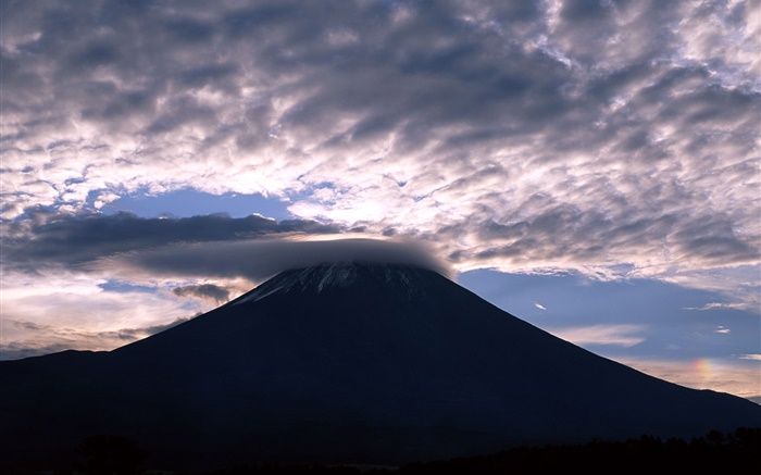 日本，富士山，雲，黃昏 桌布 圖片