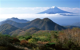 日本自然景觀，富士山，山，雲