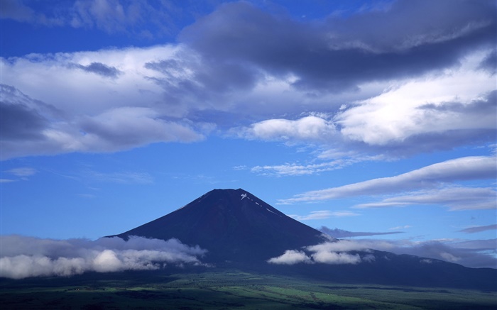 日本自然風光，富士山，藍天，雲 桌布 圖片