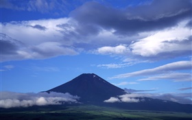 日本自然風光，富士山，藍天，雲