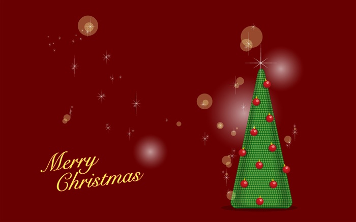 聖誕快樂，綠色的樹，紅色的背景，矢量 桌布 圖片