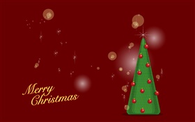 聖誕快樂，綠色的樹，紅色的背景，矢量