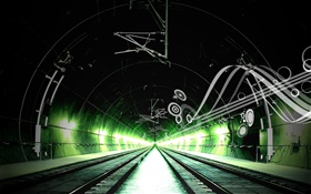 鐵路，通道，綠色照明，創意設計