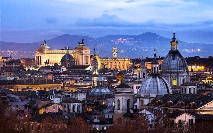 羅馬，梵蒂岡，意大利，城市，房子，晚上 桌布 圖片