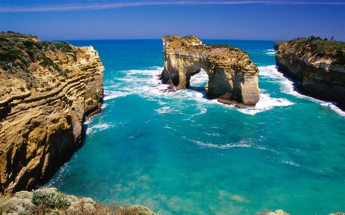 海，海岸，岩石，澳大利亞 桌布 圖片