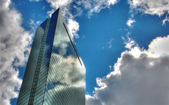 摩天大樓，雲，藍天 桌布 圖片