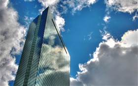 摩天大樓，雲，藍天 高清桌布